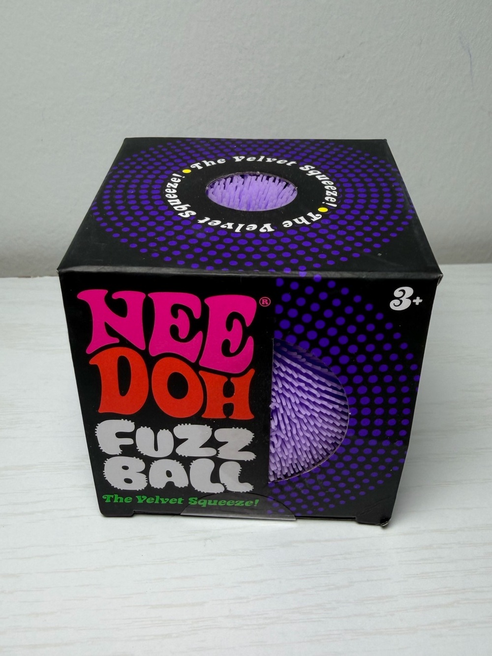 NeeDoh Fuzz Ball Velvet Squeeze - Purple fidget toy squishy